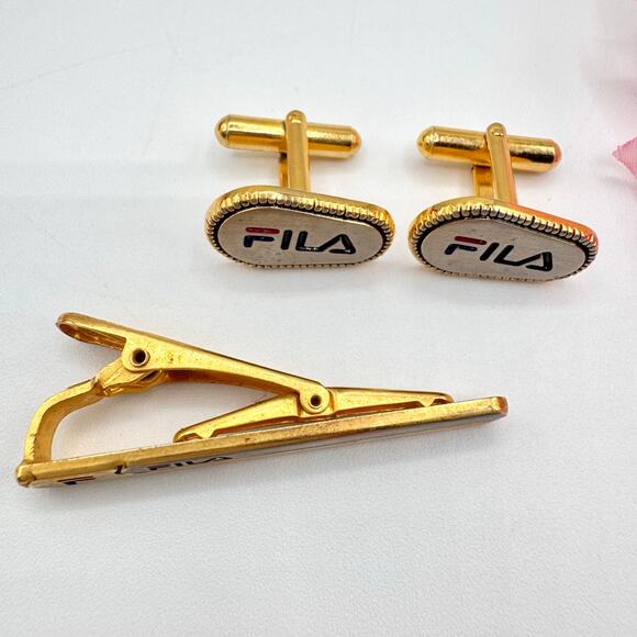 Rare Vintage FILA Tie Bar Tie Clip Cufflinks Set Logo 
Men’s Sporty 90s Sports - Picture 2 of 12